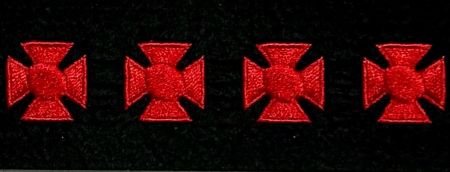 Maltese Cross 3/4" x 3/4" Hash Marks - RED on BLACK